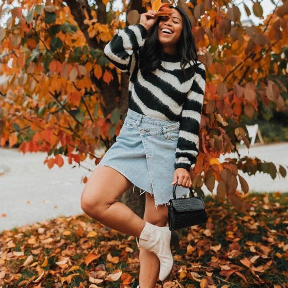 New Who What Wear Fuzzy Zebra Stripe Sweater